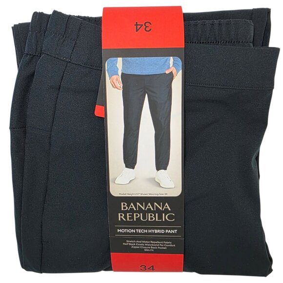 Banana Republic Motion Tech Hybrid Pants Mens Sz 30x39 & 34x42 Black Performance - Picture 5 of 16